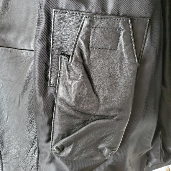 MANTLES Black Leather Jacket - Picture 7 of 14